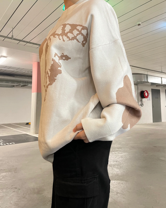 Cream Butterfly White Sweater